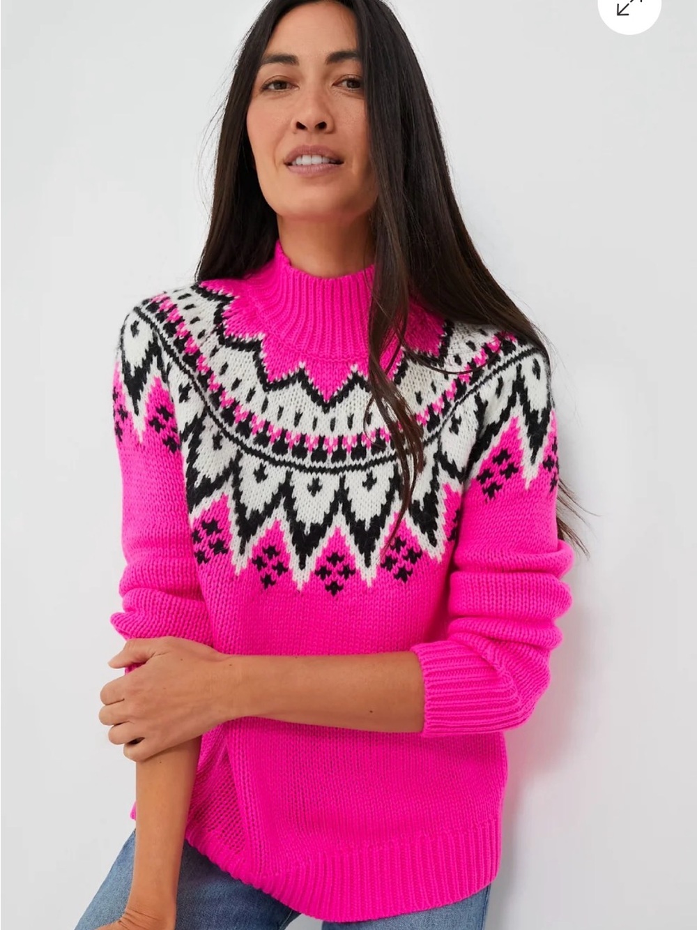SAYLOR Neon Pink Fair Isle Turtleneck Sweater